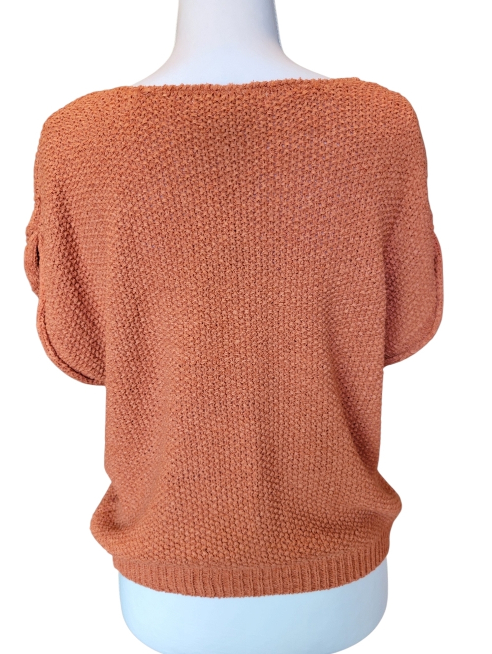 Moon & Madison Terracotta Orange Woven Knit Short Sleeve Sweater Top - Picture 5 of 8